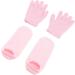 Moisturizing Gel Gloves Socks Set Soft Full Coverage Design for Dry Cracked Hands Feet with Cream Gift Choice for Men Women to Use (Pink) - Buy Online on GoSupps.com