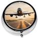 Airplane Printed Mini Round Pill Box | 3 Compartment Travel Pill Organizer | Portable Medicine Case for Home & Office - Buy Online on GoSupps.com