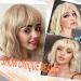 Ariqutba Blonde Wig 14 Inch Synthetic Shoulder Length Bob Wig with Bangs for Daily & Party Use - Buy Online on GoSupps.com