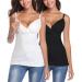 Joweechy Nursing Tank Top V Neckline Breastfeeding Tops Comfy Pregnancy Maternity Clothes L Black/White(2pcs)