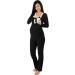 Nursing Pyjamas Set for Women - Maternity Sleepwear for Pregnancy & Breastfeeding, Lace Detail, Long Sleeve (Black) - Buy Online on GoSupps.com