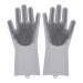 MBNVBNM Cleaning gloves Convenient Household Kitchen Scrubber Silica Gel Cleaning Gloves Dishwashing Gloves Household Heat Resistance (Color : Gray Size : X-Large)