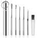 7 Partial ear wax removered stainless steel portable ear cleaning set ear cleaner for adults earpick with cleaning brush storage box for adolescents adults (silver)