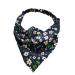 Elastic hair band with floral pattern chiffon headscarf women bandana triangle hat headgear headwrap scarves for women girls black