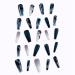 Navy Blue False Nails with Glitter and Rhinestones - 24Pcs Matte & Glossy Coffin Fake Nails for Women - Buy Online on GoSupps.com