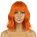 LANICE Short Bob Orange Wig with Bangs - Shoulder Length Loose Wavy Synthetic Hair for Cosplay and Parties (12inch) - Buy Online on GoSupps.com