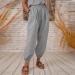 Ronony Women's Linen Summer Pants - High Waist Lightweight Harem Trousers with Pockets - Comfortable Beach & Leisure Wear in Gray - Buy Online on GoSupps.com