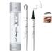2024 Upgrade Microblading Eyebrow Pen Waterproof Long-Lasting Eyebrow Pencil with 4-Prong Micro-Fork Tip Applicator Microblading Pen for Natural Looking Brows Makeup (Gray 3#)
