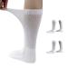 Fibye Extra Wide Socks for Swollen Feet 2022 Updated 2 Pairs Diabetic Socks Edema Neuropathy Socks Non-Binding Loose Fit Socks for Men & Women (White) Whiet Medium