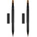 Falliny Retractable Lip Makeup Brushes, Double-Ended Lip Concealer Makeup Brushes Travel Lipstick Brush Dual End Eyeshadow Brushes with Cap (2 Pieces) Dual Lip Makeup Brushes