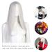 Biuzi Long White Wig | Synthetic Silver Hair for Costume & Parties | Straight Full Head Styles - Buy Online on GoSupps.com