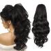 ORSUNCER Black Ponytail Extension Claw Clip Long Curly Wavy Hair Extension Jaw Clip in Natural Synthetic Hairpieces for Women Pony Tail for Daily Part Use Black-Curly