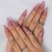 Sethexy Shiny Oval False Nails Long Nude Pink Sparkle False Fingernails 24pcs Acrylic Art Nail Tips for Women and Girls