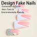 Buy French Tip Press on Nails - Medium Square Glossy Pink & White Duckbill Design - Reusable Rhinestone Fake Nails | Cute Duck Feet Full Cover Acrylics - Buy Online on GoSupps.com