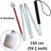 Aluminum Mobility Folding White Cane for Vision Impaired and Blind People (folds down 6 sections) (150cm (59.1 inch) Black Handle) 150cm (59.1 inch) Black Handle - Buy Online on GoSupps.com