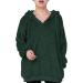 Bigfanshu Women's New Fleece Hoodies Long Sleeve Hooded Pullover Sweatshirt Autumn Winter Warm Zipper Pocket Fur Coat Green - Buy Online on GoSupps.com