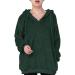 Bigfanshu Women's New Fleece Hoodies Long Sleeve Hooded Pullover Sweatshirt Autumn Winter Warm Zipper Pocket Fur Coat Green
