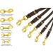 Premium COPCOPET 3-Way Adjustable Dog Leash - Handmade Fat Leather Brass Fittings & Carabiners - 2.80m x 15mm Red - International Shipping - Buy Online on GoSupps.com