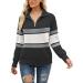 Cutefiorino Women's Yellow High Collar Sweatshirt | Fashionable Striped Color Block Zipper Jacket | Long Sleeve Mustard Black XL - Buy Online on GoSupps.com