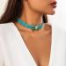 Caiguoer Turquoise Necklace Crystal Choker Beaded Necklace Accessories for Women and Girls - Buy Online on GoSupps.com