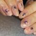 Short Oval Press on Nails Nude Pink Fake Nails with Glitter Gold Purple Moon Design Round Glue on Nails for Women Girls Acrylic False Nails Stick on Nails Press on Nail for Wedding 24Pcs