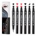 Mysense 6 Pcs Liquid Stamp Eyeliner Double-sided Seal Eye Liners for Women Waterproof Eyeliner Pencil Eye-liner Stencils With Black Color of Flowers Heart Moon Star and Red Color of Heart Star 6Pcs