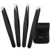 Fuckettes set 4 ST - stainless steel tweezers Perfect precision for eyebrow plucking face hair removal High quality tweezers for ingrown hair face hair splinter blackhead black
