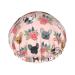 French Bulldog And flowers Printed Shower Cap Bath Cap Waterproof Shower Caps Fits All Head Sizes All Hair Textures for Women Hair Bath Caps