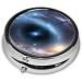 Galaxy Round Pill Box - 3 Compartment Mini Travel Medicine Organizer | Portable Decorative Vitamin Holder - Buy Online on GoSupps.com
