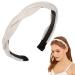Qianyu 7mm Thin Headbands with Teeth for Women Girls Cute Braided Knitted Hairband Non Slip Criss Cross Hairhoop Solid Colors Hair Accessories Head Bands for Girls Teens and Women (white)