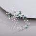 BERYUAN Green Rhinestone Hair Pins Pearls Crystal Hair Accessory for Wedding Women Girls Women Wedding Hair Accessory Silver Hair Pins for Women Girls