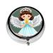 Cute Little Angelround Pill Box 3 Compartment Round Pill Box Organizer &Portable Travel Pill Box for Traveling.