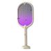 Fly Racket - 3000V Powerful Swatter Racket 2 in 1 Fly Swatter with USB Rechargeable Base 3-Layer Safety Mesh Inhaled Photocatalyst Fly Trap Light Dirfuny (Beige)