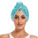 Teal Waves Hair Towel 2 Pack Super Absorbent Hair Drying Towel Quick Dry Hair Turbans Head Towel with Button Twisty Wrap for Women Girls