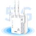 GUB bed 2024 latest WLAN amplifier WLAN Repeater 1200Mbit/s dual band 5GHZ & 2.4GHZ WIFI Repeater Support WPS WiFi Booster Compatible of all WLAN devices White-4TWF