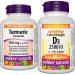 Webber Naturals Turmeric Curcumin 3 050 mg of Raw Herb 120 Capsules Antioxidant Support & Vitamin D3 2500 IU Extra Strength 180 Softgels For Healthy Bones Teeth
