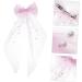 FRCOLOR Bridal Hair Accessories Bride Hair Accessories Bridal Bow with Clip Tulle Short Veil Bow Knot Bride Pearl Veil Checkered Hair Clip Hair Bow Iron Top Clip Girl Wedding Dress - Buy Online on GoSupps.com