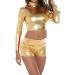 Gatielzana Women's Metallic Rave Booty Shorts - High Waisted Dance Festival Bottoms in Medium Gold - Buy Online on GoSupps.com