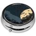 Buy Night Crow Printed Mini Round Pill Box - 3 Compartment Medicine Organizer for Travel Pocket & Home Use - Portable Pill Case - Buy Online on GoSupps.com