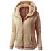 Bigfanshu Womens Fleece Teddy Hoodies Zipper Solid Pocket Hooded Coat Winter Warm Cotton Outwear Casual Sweatshirt Beige - Buy Online on GoSupps.com