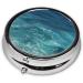 Deep Ocean Round Pill Box - 3 Compartment Portable Organizer for Purse & Pocket | Travel Pill Storage Solution - Buy Online on GoSupps.com