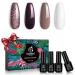 Beetles Dark Burgandy Plum Gel Nail Polish Set - 4 Colors Glitter Metallic Beige White Gel Polish Kit Nail Gel Polish Soak Off LED Lamp Gel Nail Kit Vanish Manicure DIY Home Holiday Dolce Latte