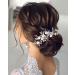 Edary Flower Bride Wedding Hair Vine Silver Crystal Hair Accessories Bridal Pearl Headband Blue Bead Headpiece for Women and Girls - Buy Online on GoSupps.com