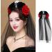FRCOLOR Black Head Band Halloween Veil Headband Skull Rose Floral Decor with Black Veil Day of the Dead Headpiece Costume Flower Hair Accessories - Buy Online on GoSupps.com