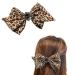 Lavish Leopard Print Bow Hair Clip with Brown Rhinestone Flower - Hair Accessory for Women and Girls - Buy Online on GoSupps.com