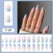 VOTACOS Medium Round Nude Fake Nails with Blue Wave Design - Glossy Full Cover Press on Nails for Women - Buy Online on GoSupps.com