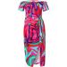 Briskorry V-Neck Floral Summer Dress - Elegant Bustier Festival Dress with Ruffled Hems & Moored Sleeves | Vintage XL Hot Pink Party Dress - Buy Online on GoSupps.com