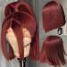 Reddish Brown Bob Wig Human Hair - 13x4 Frontal Lace, 180 Density, Colored 33B, Pre Plucked Auburn Straight Lace Front Wig with Baby Hair - Glueless Copper Red Brazilian Virgin Human Hair - Buy Online on GoSupps.com