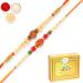 Ghasitaram Gifts Rakhi for Brother Rakhis Online - Set of 2 6135 6276 Om Pearl Rakhi Threads with 400 GMS of Soan Papdi