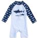 BONVERANO Baby Boys Swimsuit Toddler Bathing Suit Long-Sleeve Zipper One Piece Swimwear with UPF 50+ Sun Protection Shark 2-3 Years
